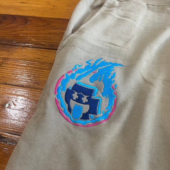 Pink Dolphin Racing RARE+ Posi Flame Embroidered Jogger Tan Men's Size Large - Picture 2 of 9